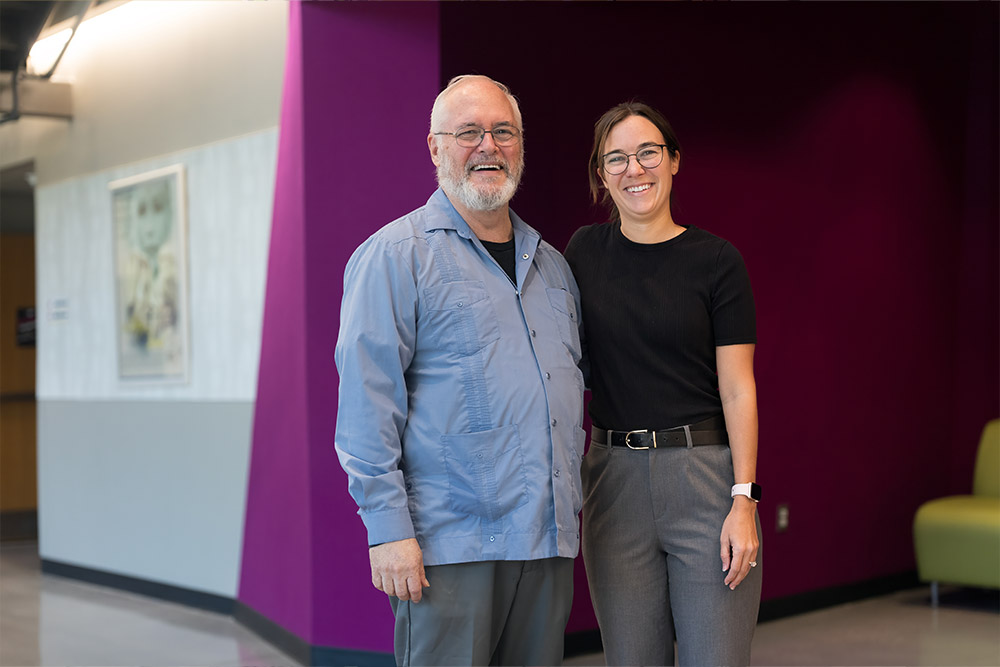Melodie Cros with her Professor