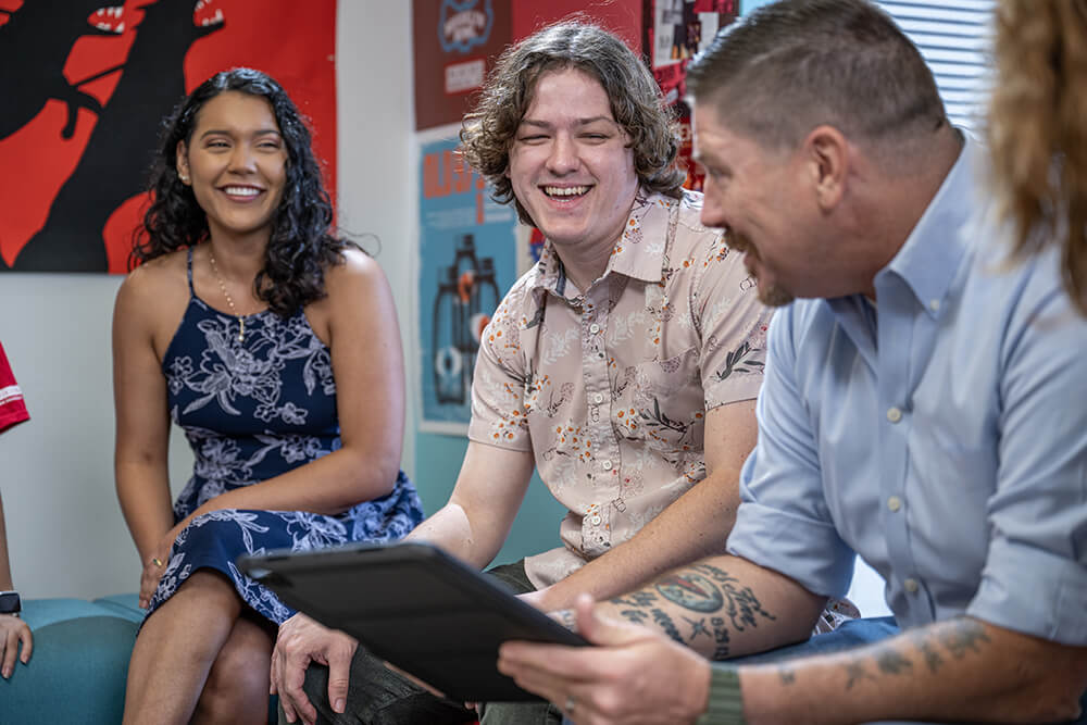 Graphic and Interactive Design students in art review round table