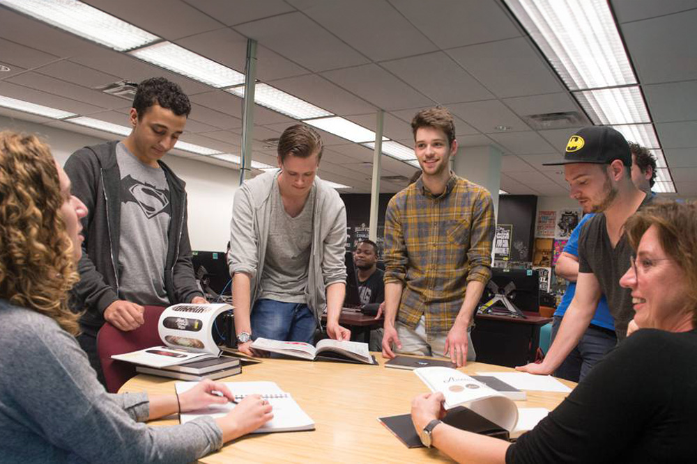 Graphic and Interactive Design students in art review round table