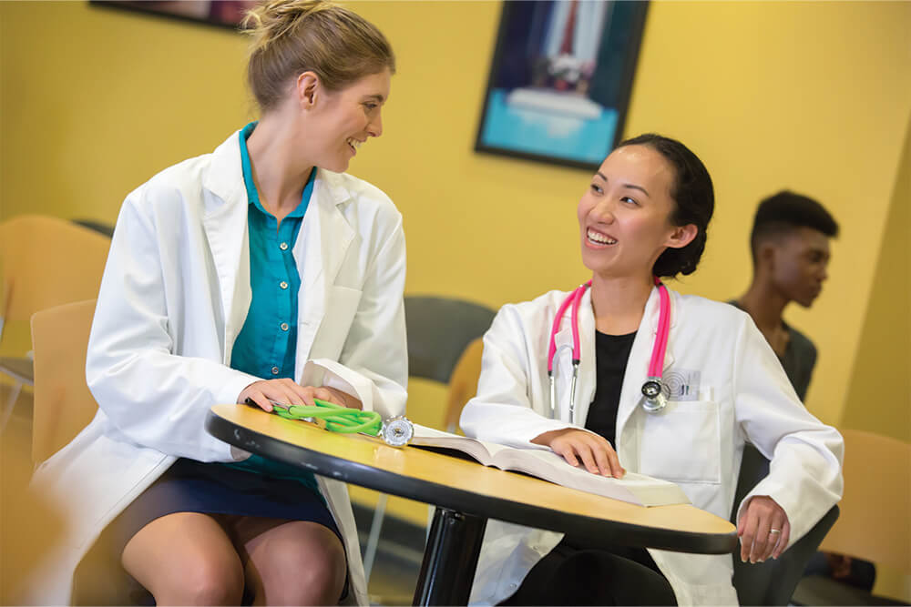 Nurse advising a student