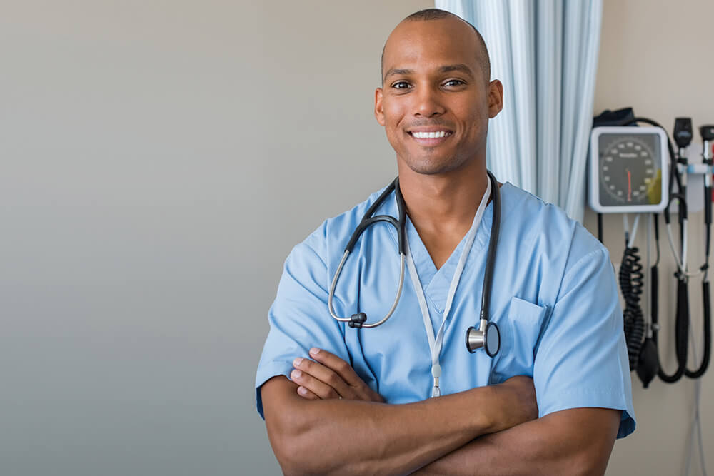 Careers, male nurse smiling