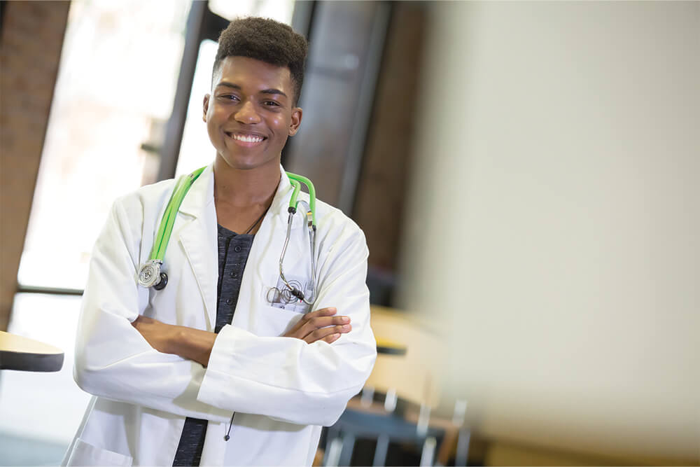 Male nurse student with stethescope