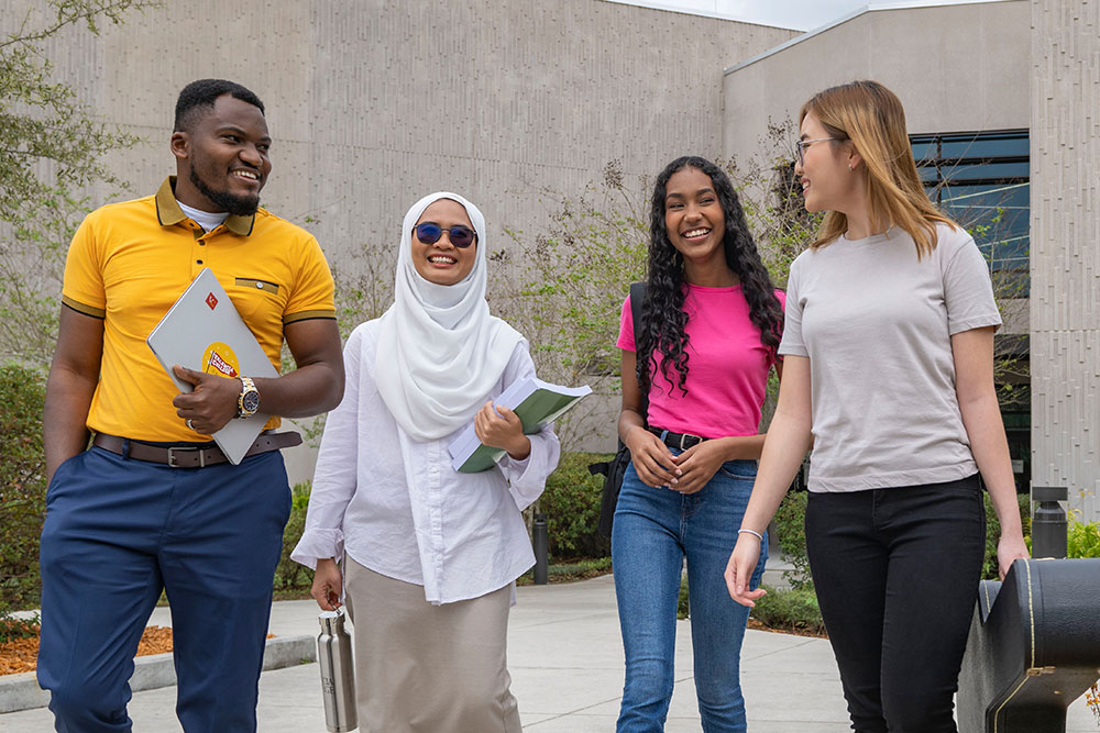 Students walking outside